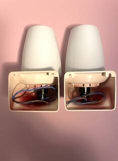 Pair of vintage Italian Greggio Space Age wall lights 60/70 opalines Made