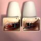 Pair of vintage Italian Greggio Space Age wall lights 60/70 opalines Made