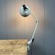 Light grey Rademacher clamp lamp with large enamel shade