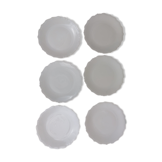 Set of 6 Jammet white porcelain dessert plates