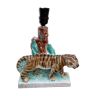 Pied de lampe tigre en céramique vintage