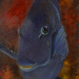 Huile sur toile poisson chirurgien bleu