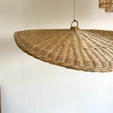 Rattan suspension or shade in the shape of a braided undulating circular tray d:80
