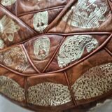 Moroccan pouf in natural leather