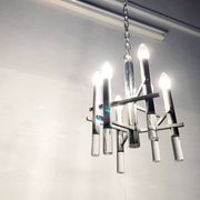 Italian chrome and acrylic chandelier from the space age mid-century by Gaetano Sciolari, 1960s.