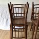 set of 4 bistro chairs in turned wood and canework stamped early 20th century