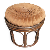 Rattan and bamboo pouf