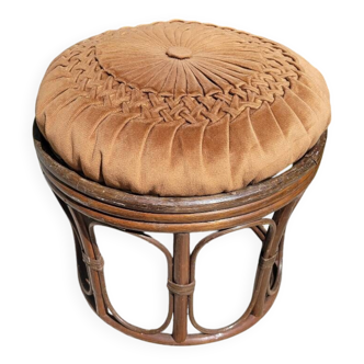 Rattan and bamboo pouf