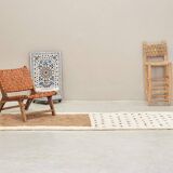 Moroccan polka dot hallway, white and brown beni ourain rug, berber design