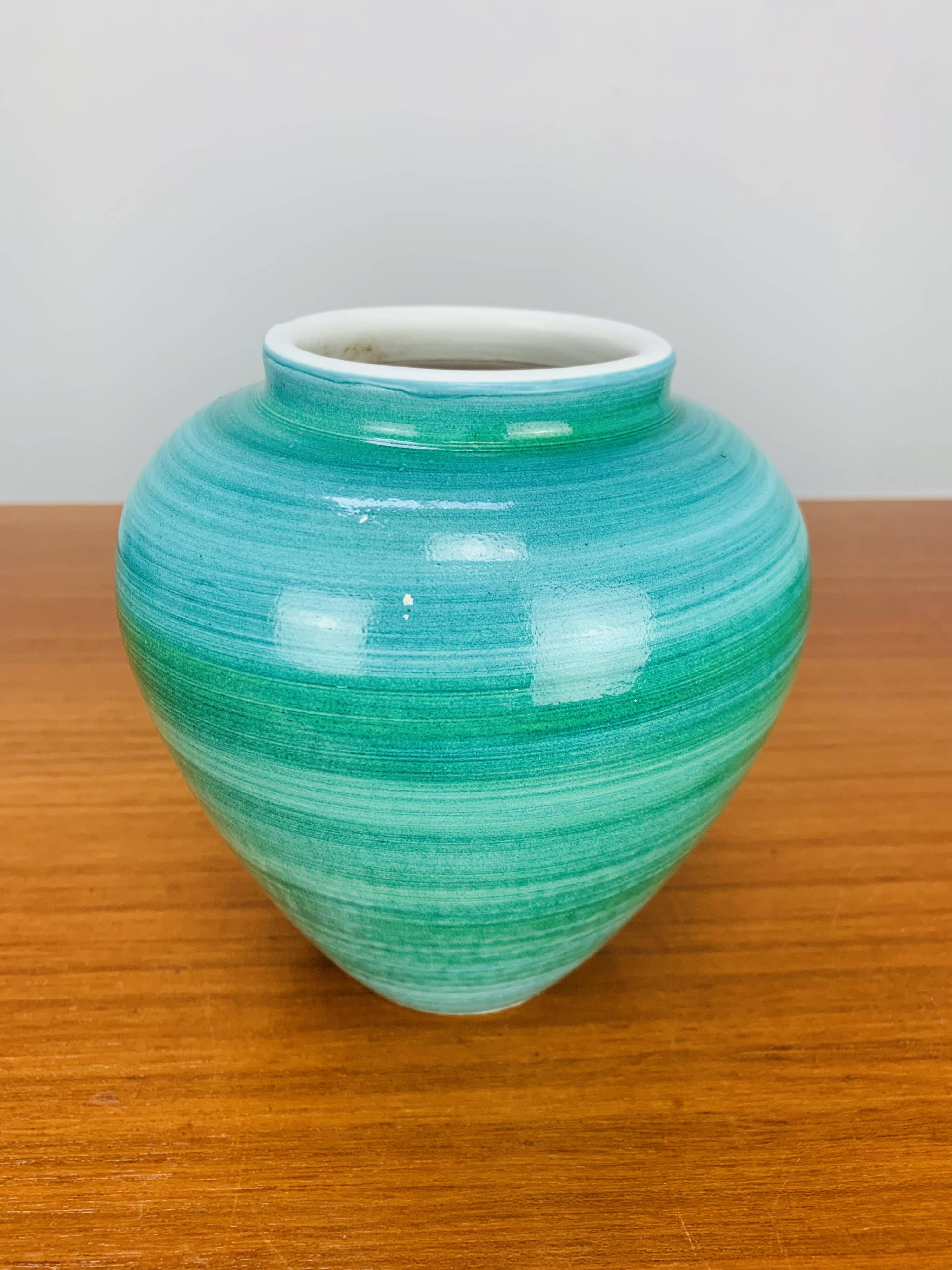 Vase céramique bleu/vert vintage