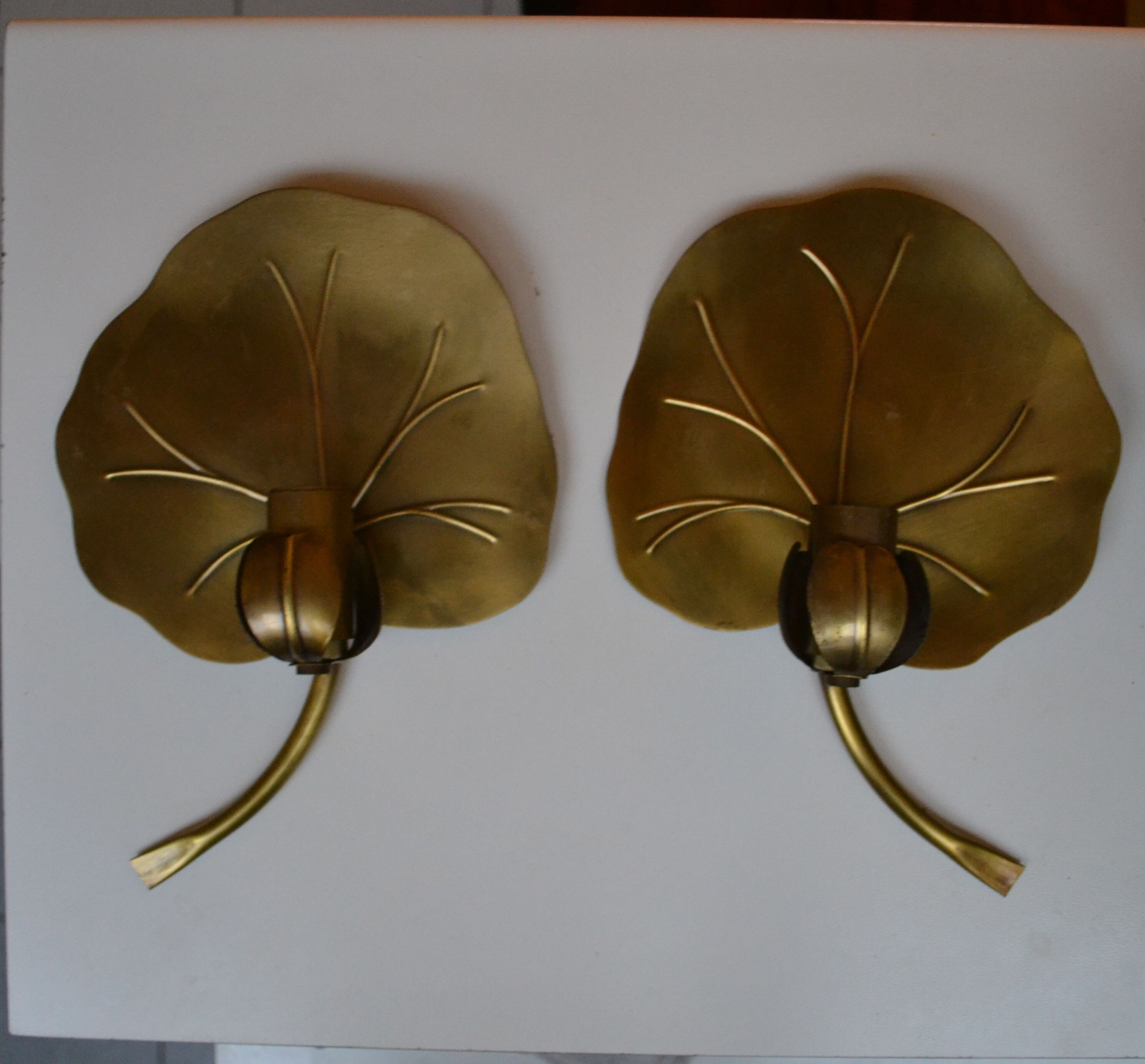 Pair of wall lights brass 70s