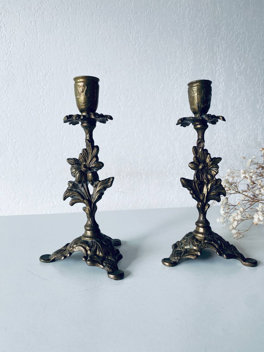 Pair of 19th century bronze candlesticks