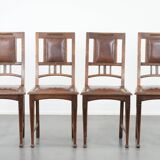 Set of four antique oak dining chairs in Art Nouveau style