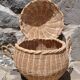 Round wicker basket with lid