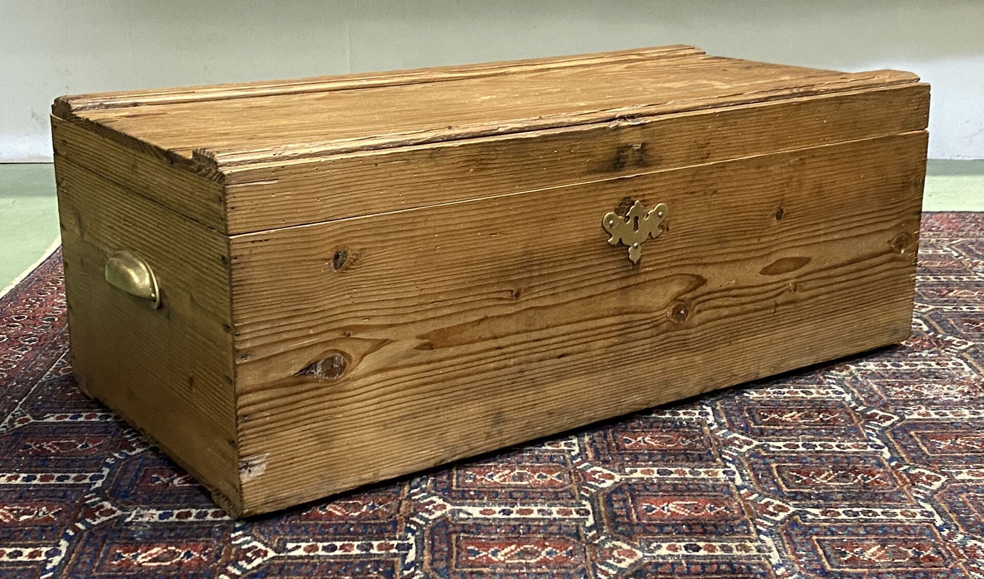 Early 20th century fir box with brass handles