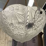 Suspension in white Art Deco period glass in the taste of Lalique