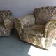 Paire de fauteuils club en tissu