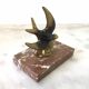 Marble swallow and brass paperweight