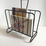 Vintage metal magazine holder, modernist style
