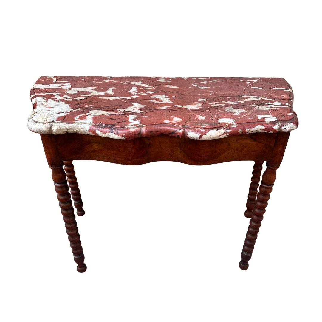 Console Louis XV, marble and walnut, 18th century - France