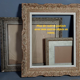 Old frame Art Nouveau décor wood stucco 51x41 foliage 40x30 cm