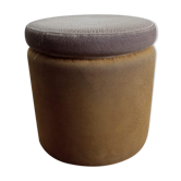Pouf vintage en suède années 70