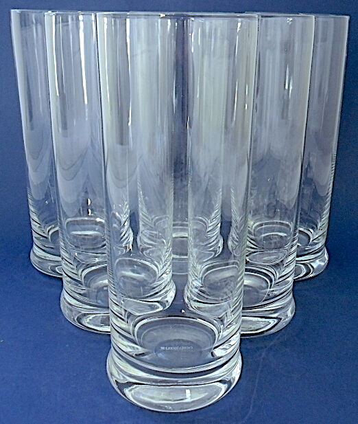 Suite of six glasses with orangeade, long drink, water or table in colorless crystal.