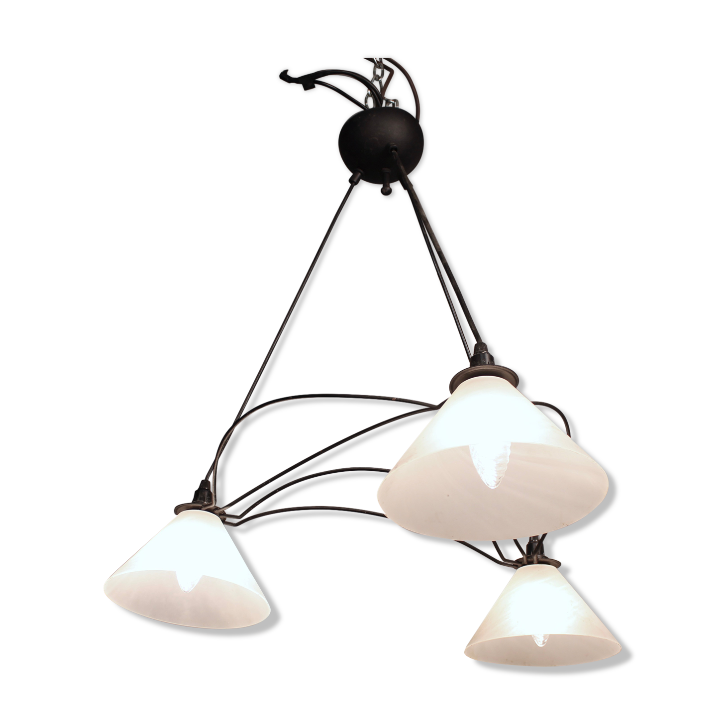 3 opaline iron chandelier
