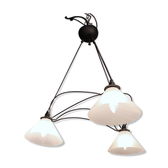 3 opaline iron chandelier