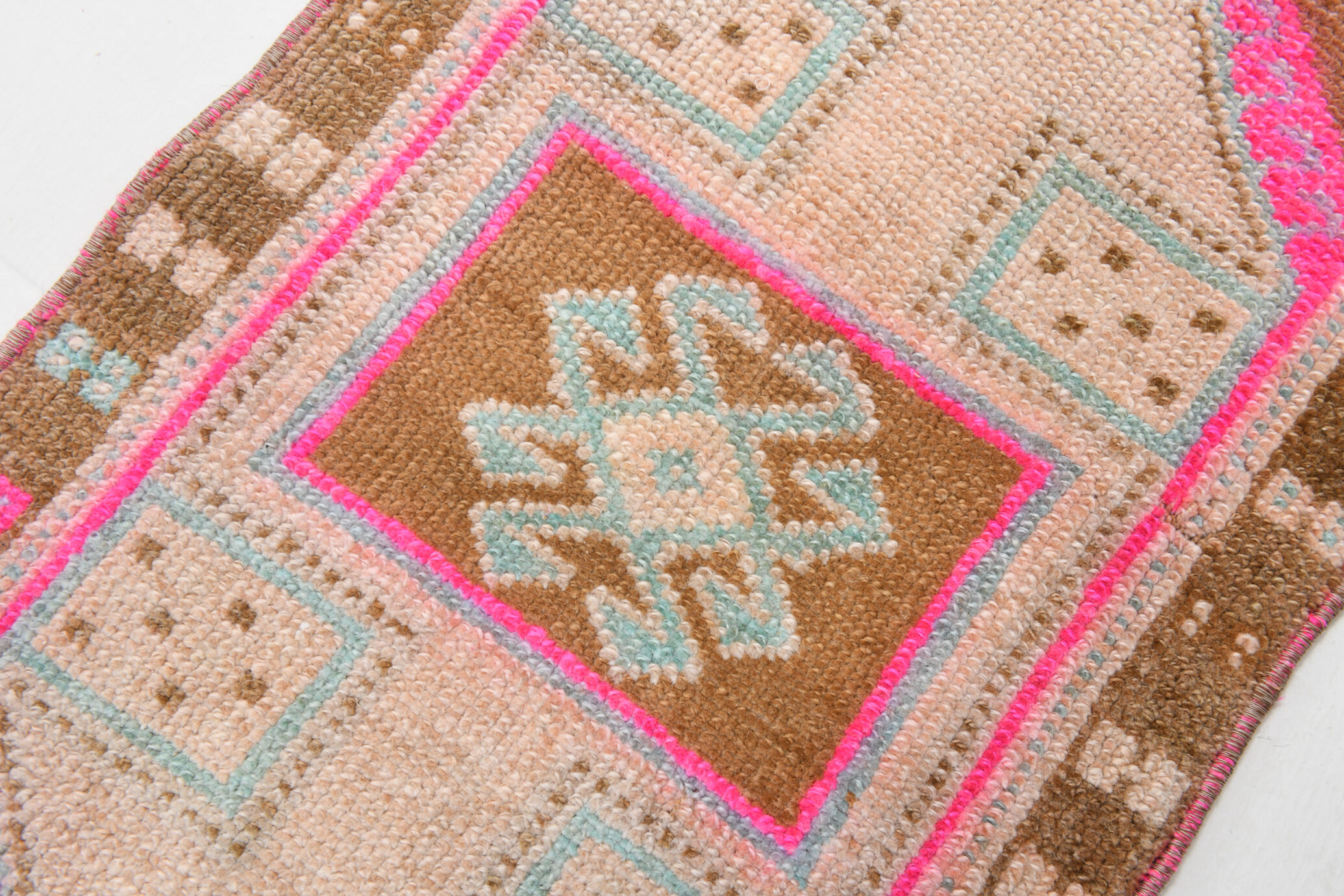 Handmade Wool İn Vintage Door Mat Rug