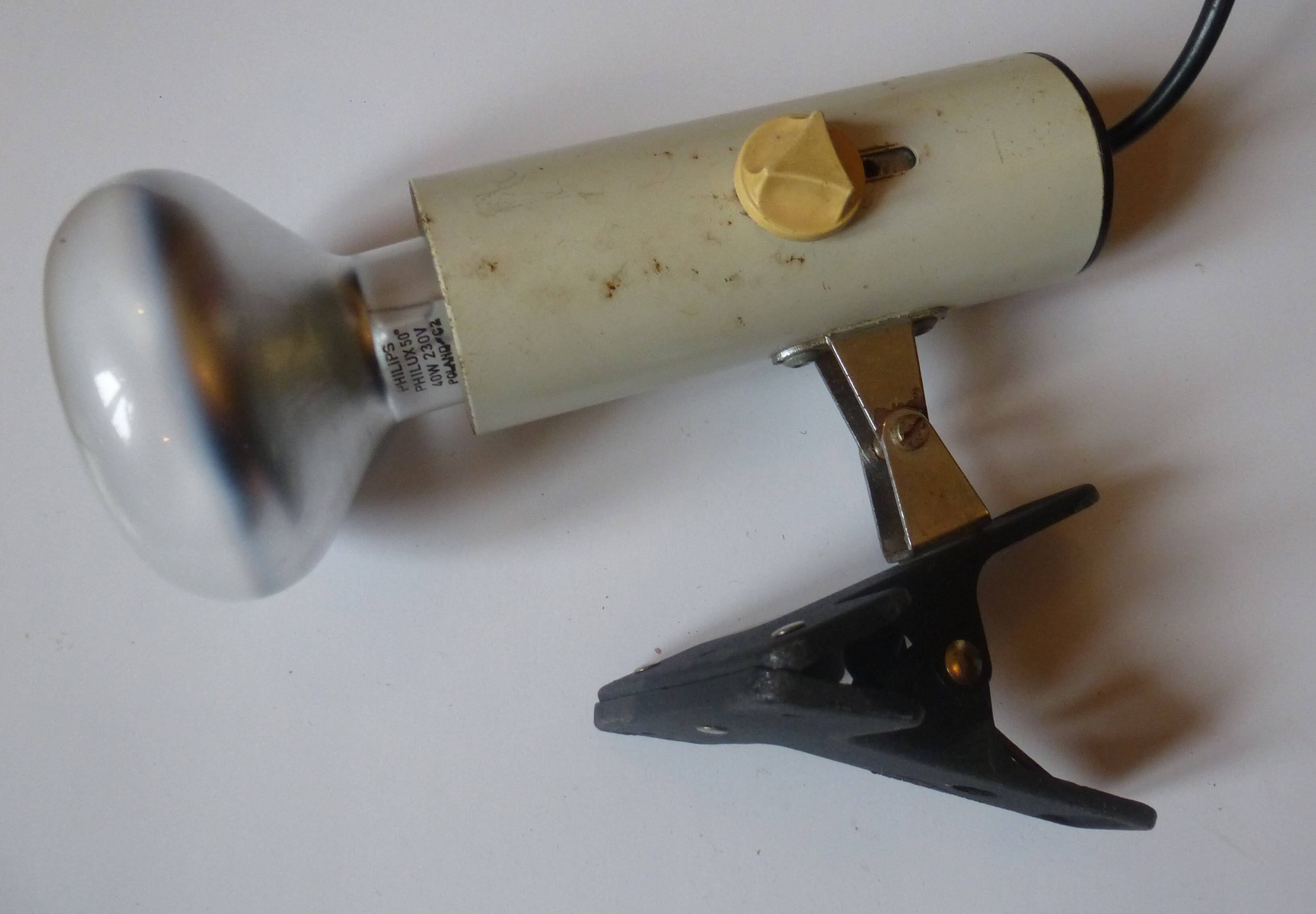 Vintage white metal clip spotlight 1970