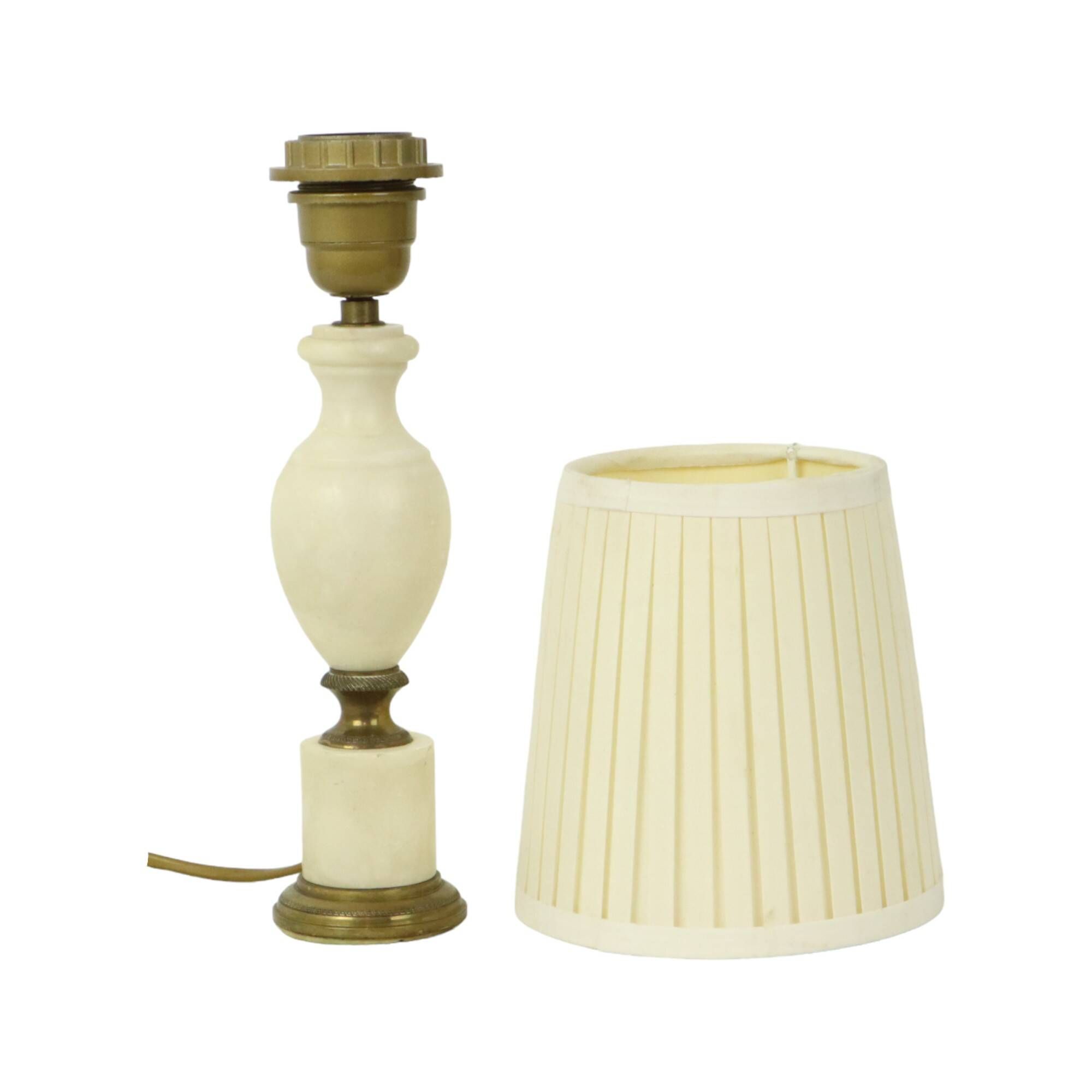 Vintage Empire Alabaster Brass Table Lamp White Lampshade 38cm