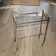 Vintage side table with brass and glass magazine rack
