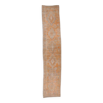 Tapis de couloir vintage orange long et étroit 2x12, 75x378 cm