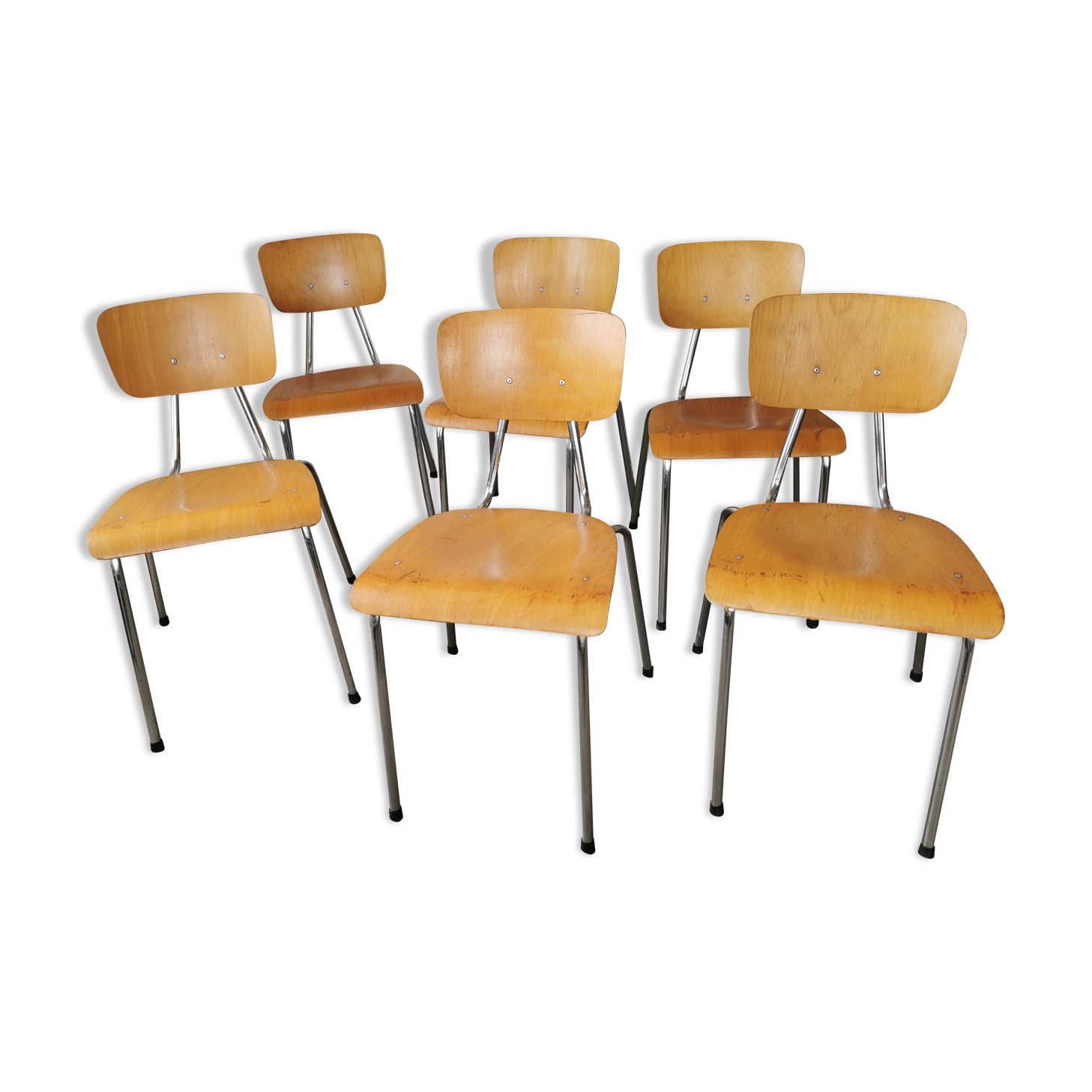 Set of 6 stackable chairs 1970