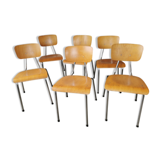 Set of 6 stackable chairs 1970