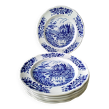 6 Assiettes plates porcelaine Pyroplan