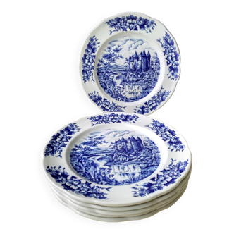 6 Assiettes plates porcelaine Pyroplan