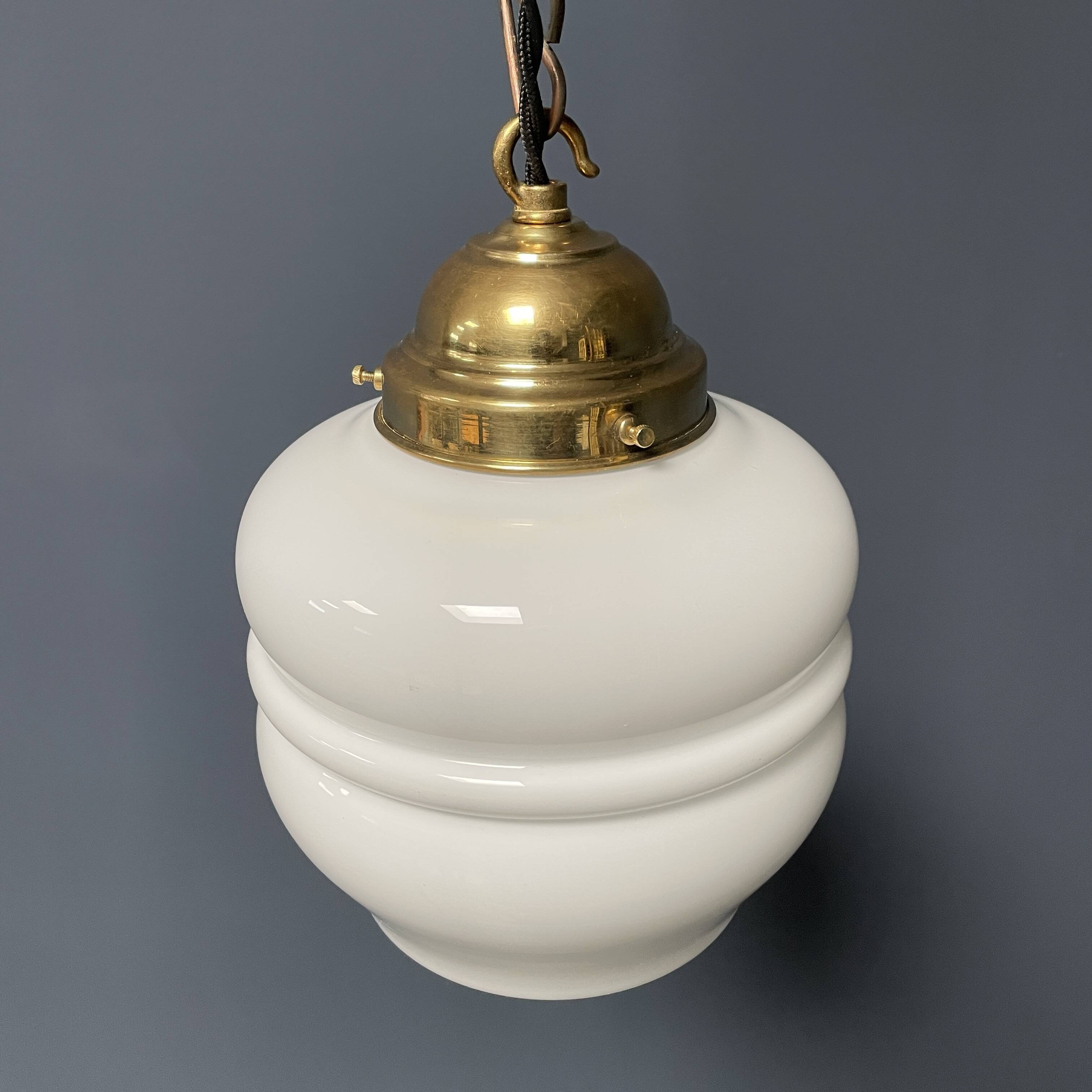 English opaline with brass glass pendant lamp