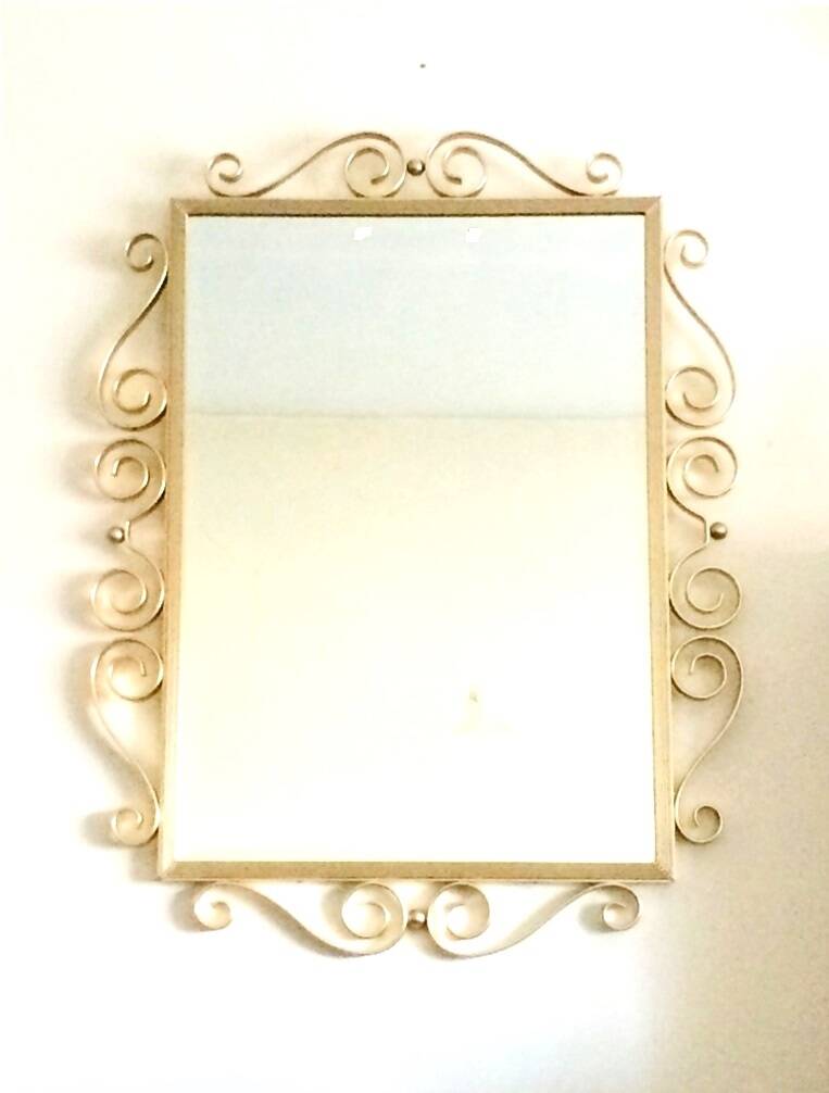 50s gilded brass mirror. Vintage. Hollywood Regency