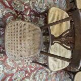 Set of 7 Baumann / Thonet / Fischel caned bistro chairs