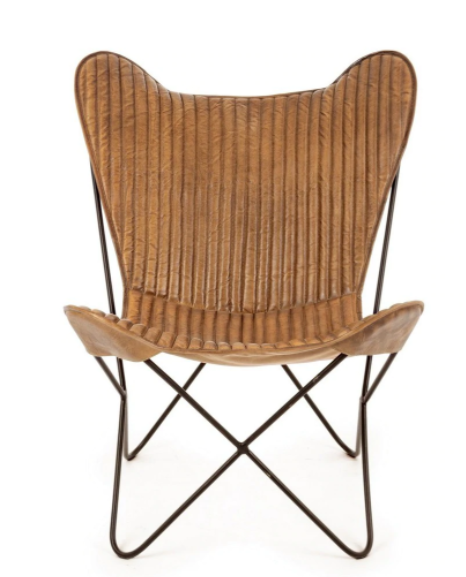 Leather butterfly armchair