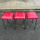 Steel stool with burgundy faux leather fabric