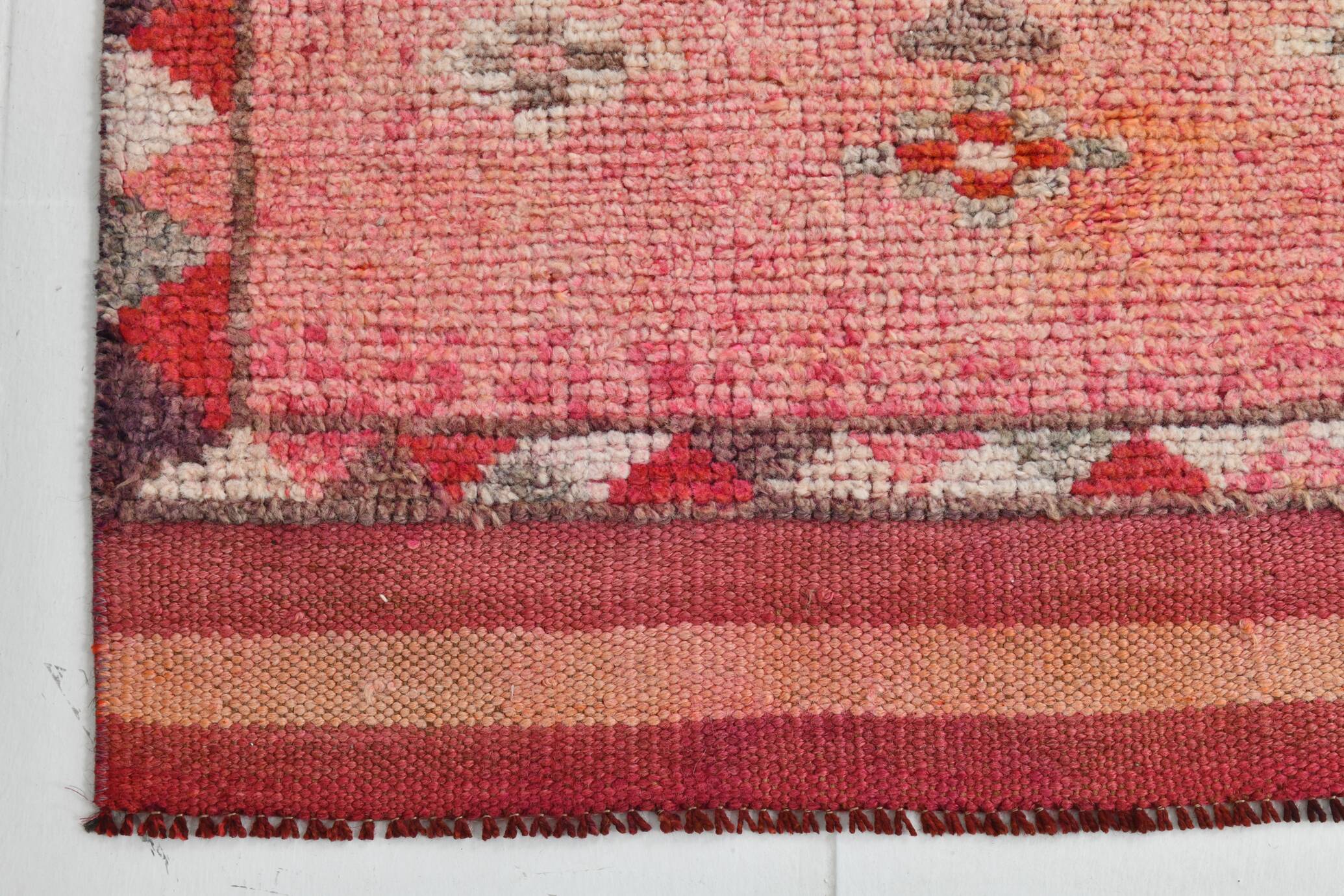 Pink & Red Oushak Runner Rug 88x306Cm SK 22815