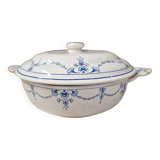 Iron earth soup tureen or vegetable dish bourgeois paris store model vieux lille blue garlands