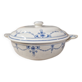 Soupière ou légumier terre de fer magasin bourgeois paris modèle vieux lille guirlandes bleues
