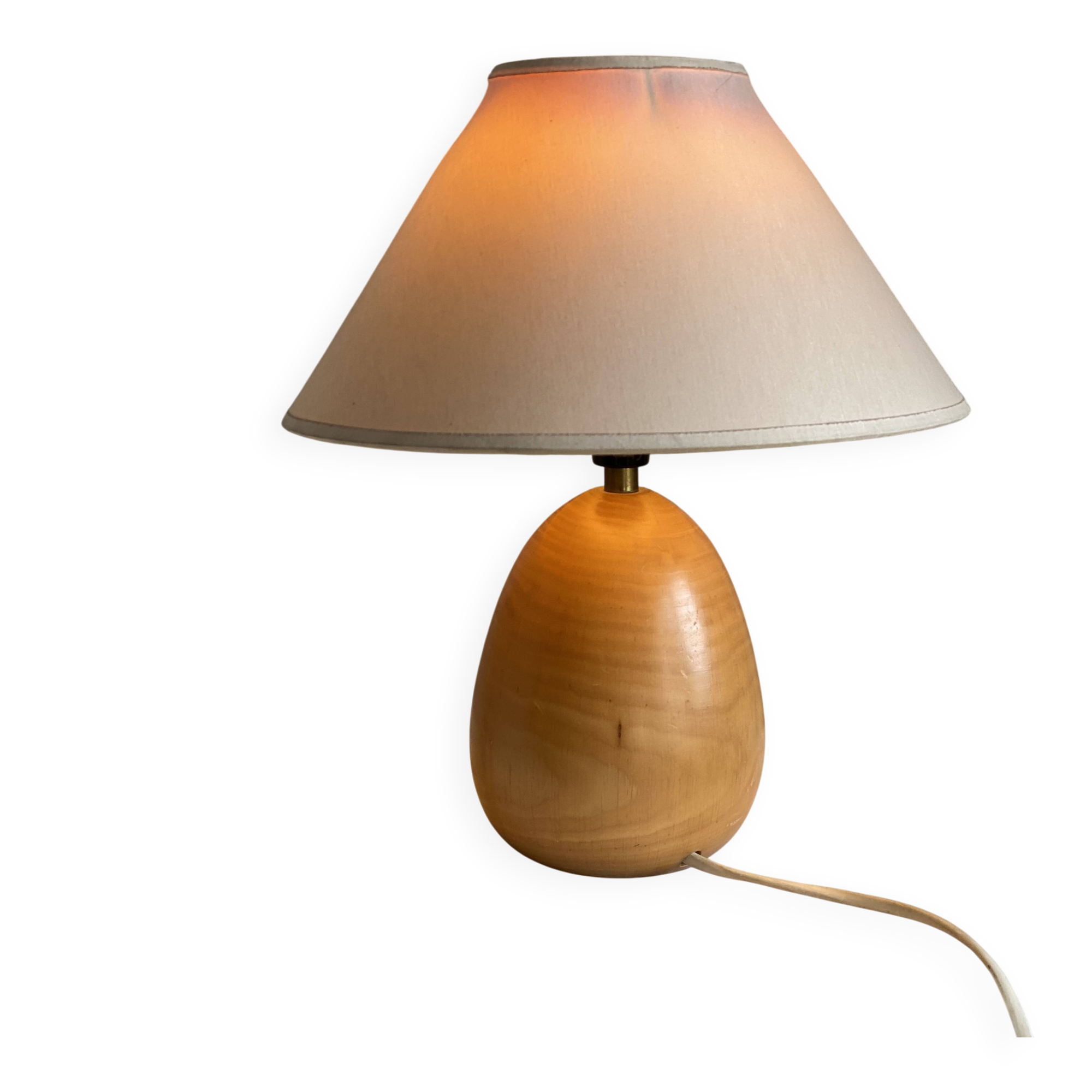 Vintage turned wooden lamp 1970