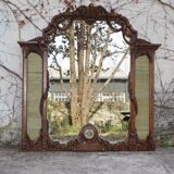 Wooden mirror with clock, 1960