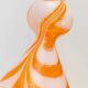 Vase en verre de Murano XL avec tourbillon orange et blanc - Verre soufflé à la bouche, design des années 1970 à Venise.