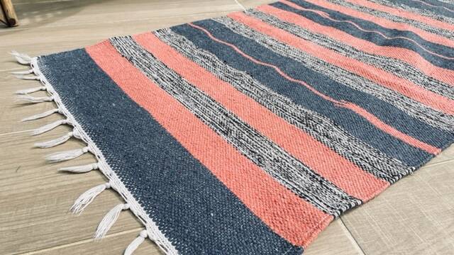 VINTAGE 80s Cotton Kilim RUG